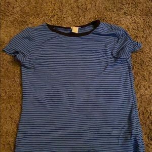 Blue and black striped crop top
